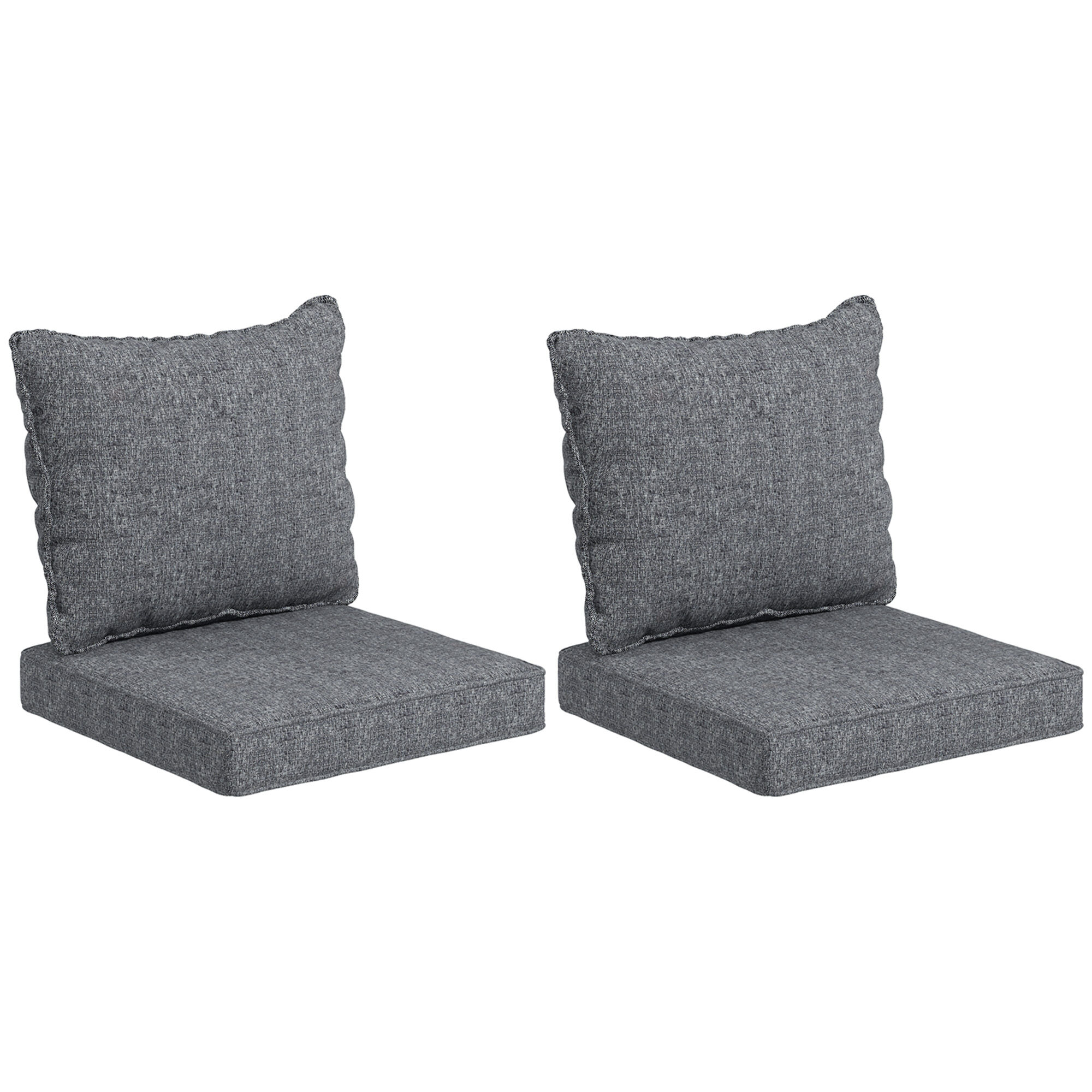 Outsunny 4 Patio Chair Cushions with Seat & Backrest, Fade Resistant Seat Replacement Cushion Set, Gray