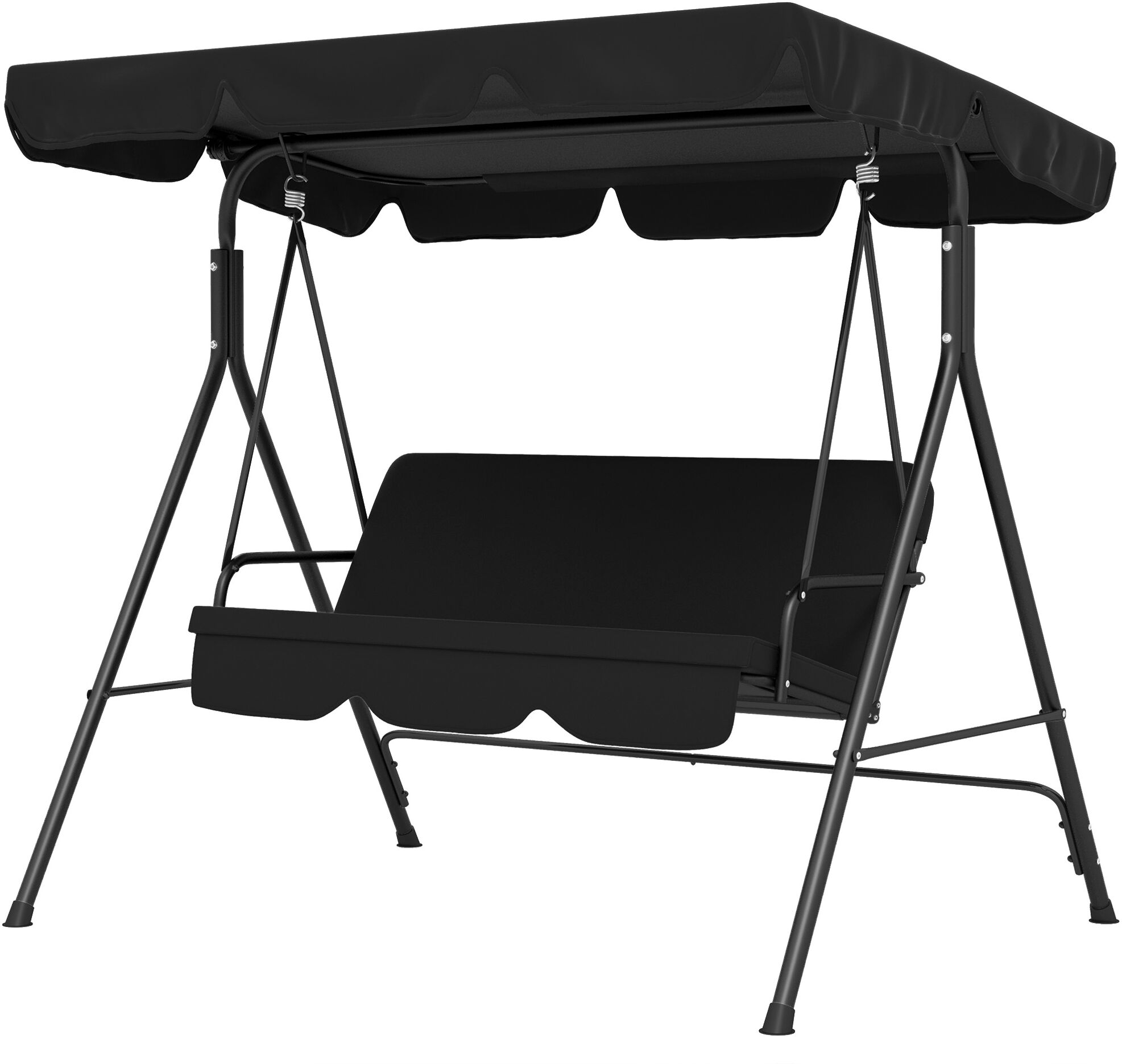 Outsunny Outdoor Patio Swing Chair 3-Seat with Cushion and Canopy Black for Garden   Aosom.com