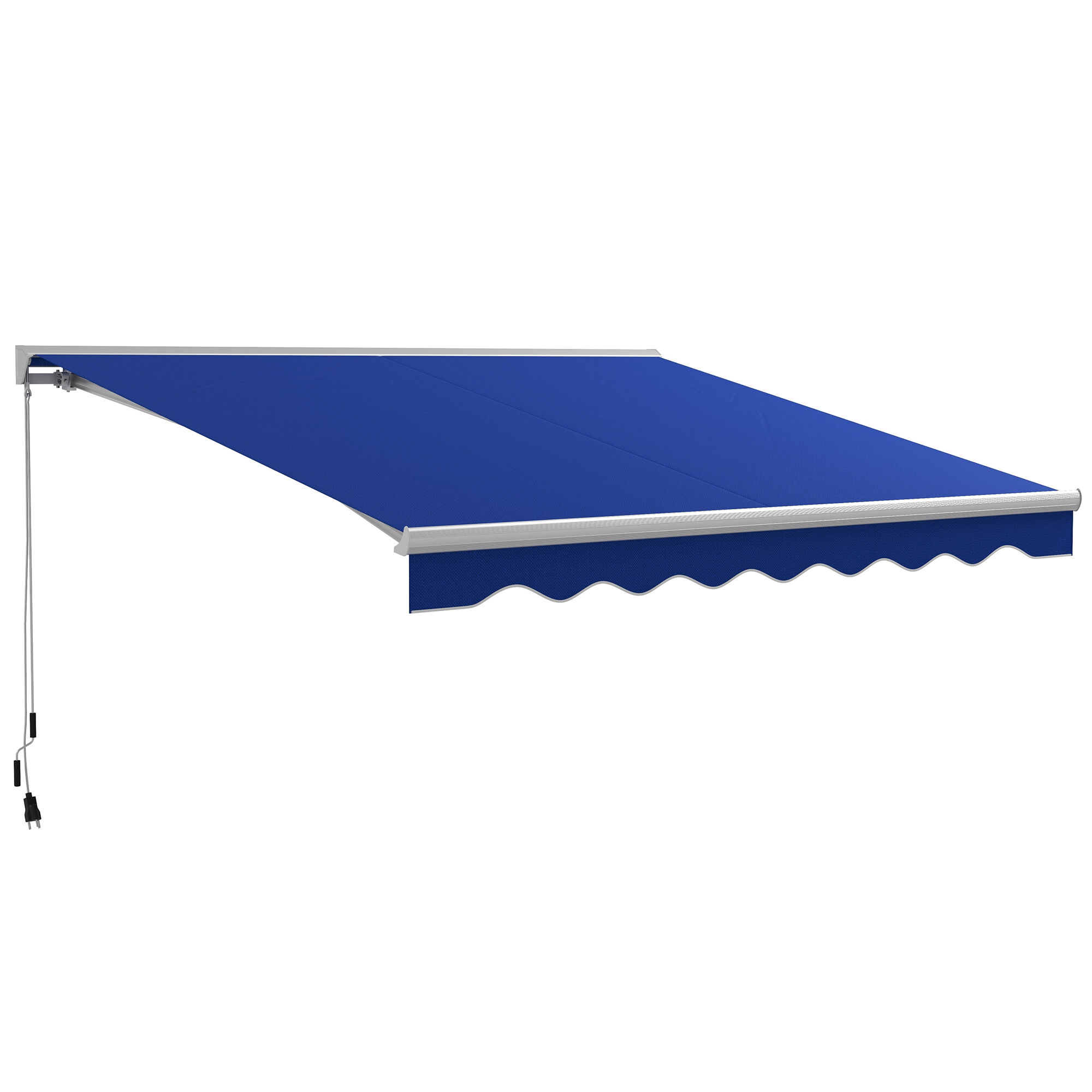 Outsunny Electric Awning 13x10 with LED Remote Control for Outdoor Patio Blue   Aosom.com