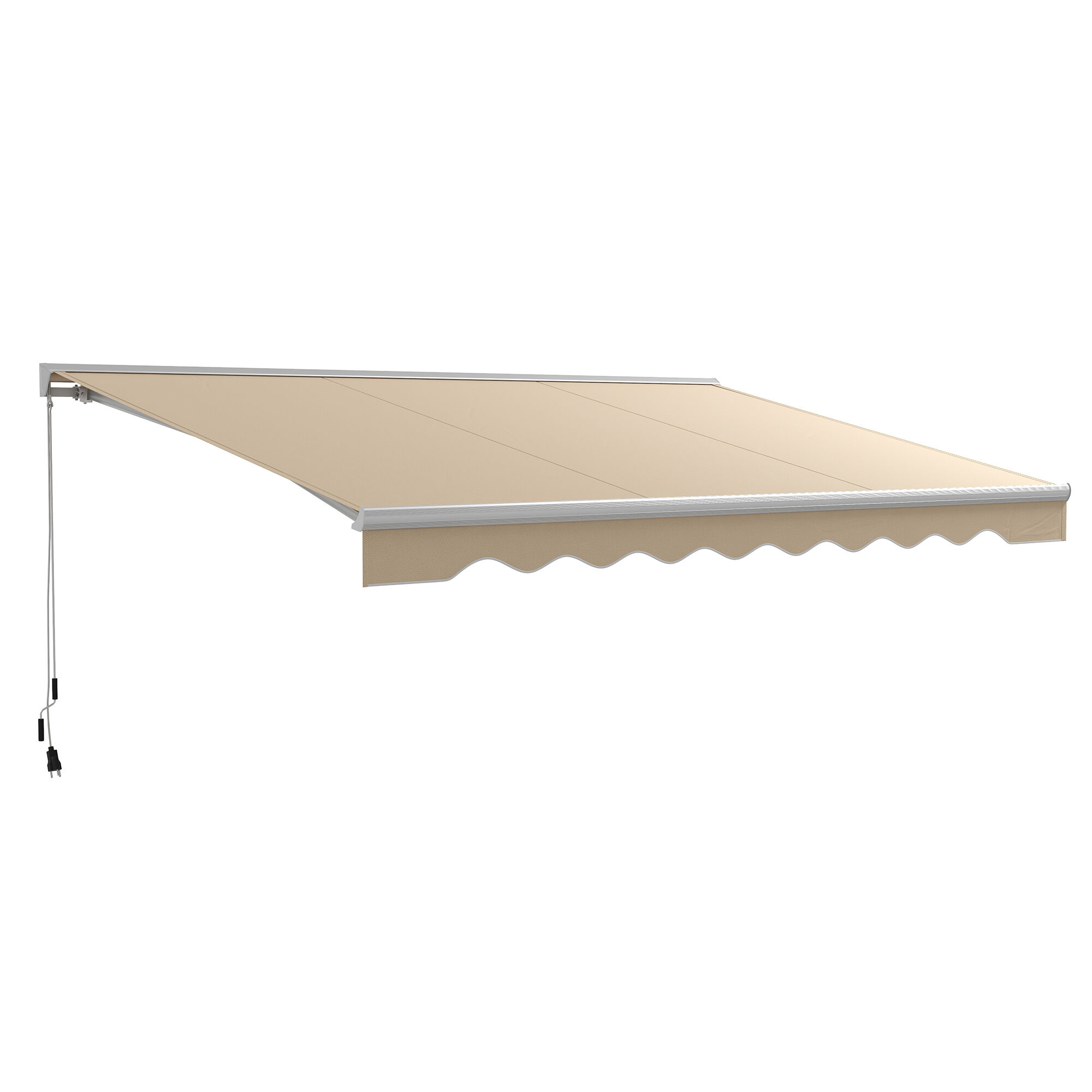 Outsunny Electric Awning 16.5x10 with LED Remote Control for Outdoor Patio Cream White   Aosom.com