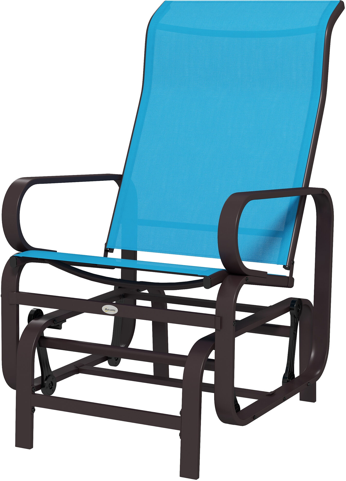 Outsunny Gliding Lounger Chair, Single Rocker with Lightweight Metal & Mesh Construction, Blue