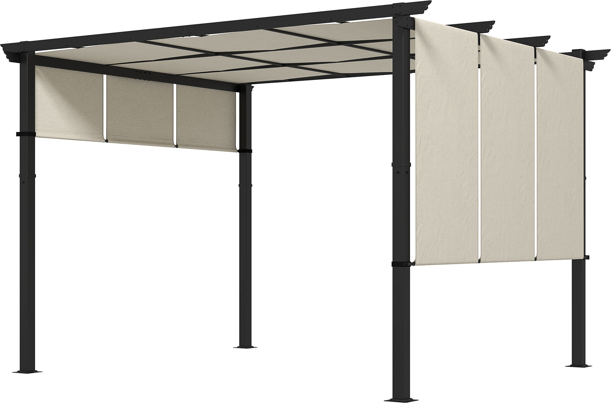 Outsunny 10' x 12' Metal Pergola, Outdoor Pergola with Retractable Canopy, for Garden, Patio, Backyard, Deck