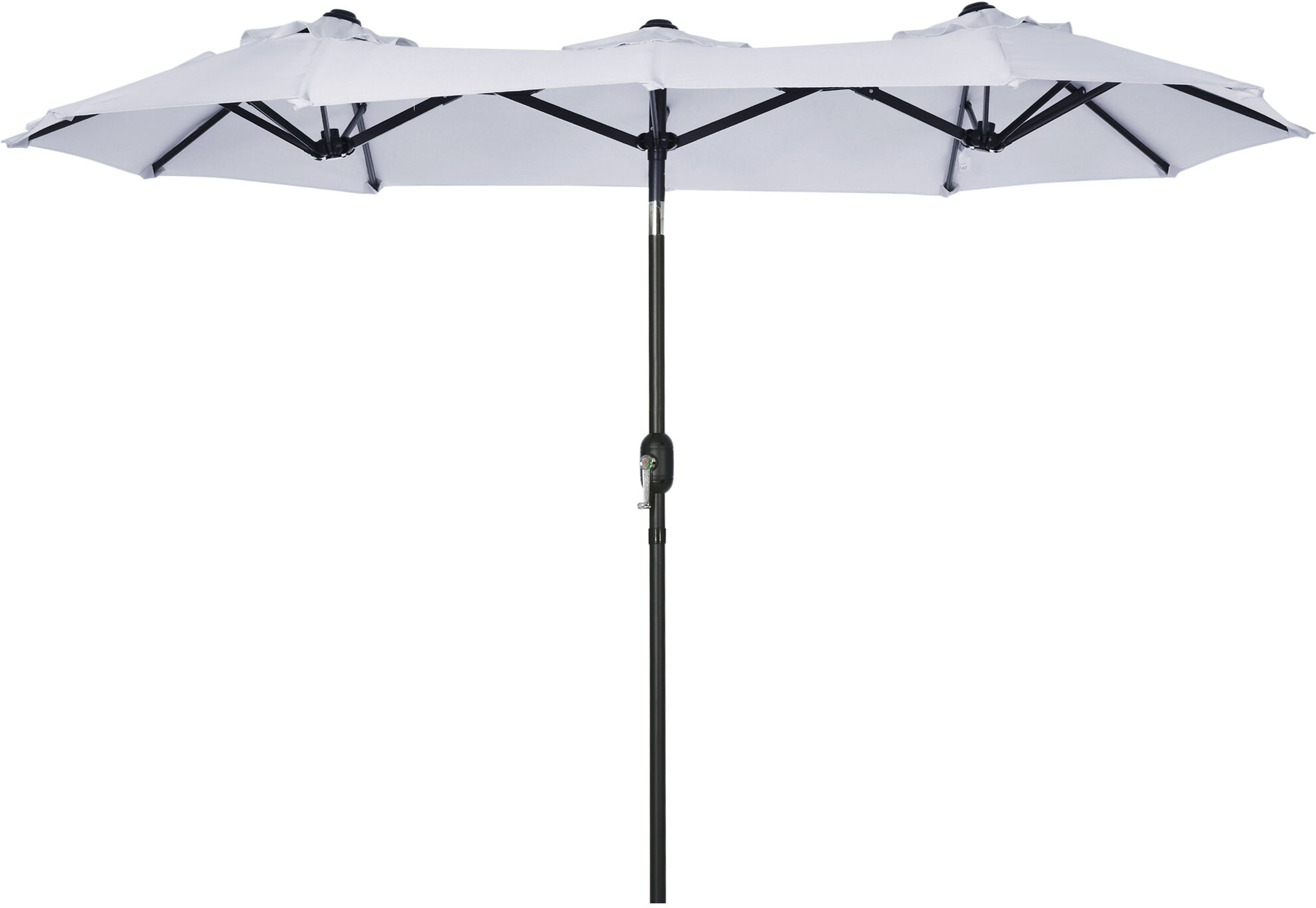 Outsunny 9.5'  Double-sided Patio Umbrella, Outdoor Market Umbrella with Push Button Tilt and Crank, 3 Air Vents and 12 Ribs, White