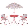 Outsunny Red Kids Picnic Table and Chairs Set Rabbit Pattern Fun Outdoor Furniture for Backyard with Adjustable Umbrella   Aosom.com