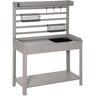 Outsunny Garden Potting Bench Table with Metal Sieve Screen Removable Sink Hooks Baskets Grey   Aosom.com