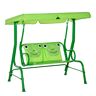 Outsunny Kids Green Patio Swing Chair with Frog Pattern 2-Seat Porch Bench & Adjustable Canopy for Toddlers Seat Belt 3-6 Years   Aosom.com