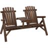 Outsunny Wood Adirondack Patio Chair Bench with Center Coffee Table, Perfect for Lounging and Relaxing Outdoors Carbonized