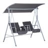 Outsunny Outdoor Porch Swing for 2 with Adjustable Canopy Table Cup Holders Cushions Anti-Slip Pads in Gray   Aosom.com