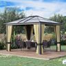 Outsunny Luxury Hardtop Gazebo 12'x10' with Curtains, Outdoor Patio Canopy Shelter, Elegant Design for Garden   Aosom.com