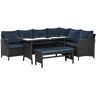 Outsunny 4 Piece Patio Wicker Sofa Set Outdoor PE Rattan Furniture with Cushions Dining Table Bench Dark Coffee for Garden Lawn   Aosom.com