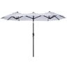 Outsunny 9.5'  Double-sided Patio Umbrella, Outdoor Market Umbrella with Push Button Tilt and Crank, 3 Air Vents and 12 Ribs, White