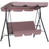 Outsunny 3-Seat Outdoor Porch Swing, with Adjustable Tilt Canopy and Cushion, 2 Armrests and Anti-Slip Pads, for Garden, Balcony, Brown   Aosom.com