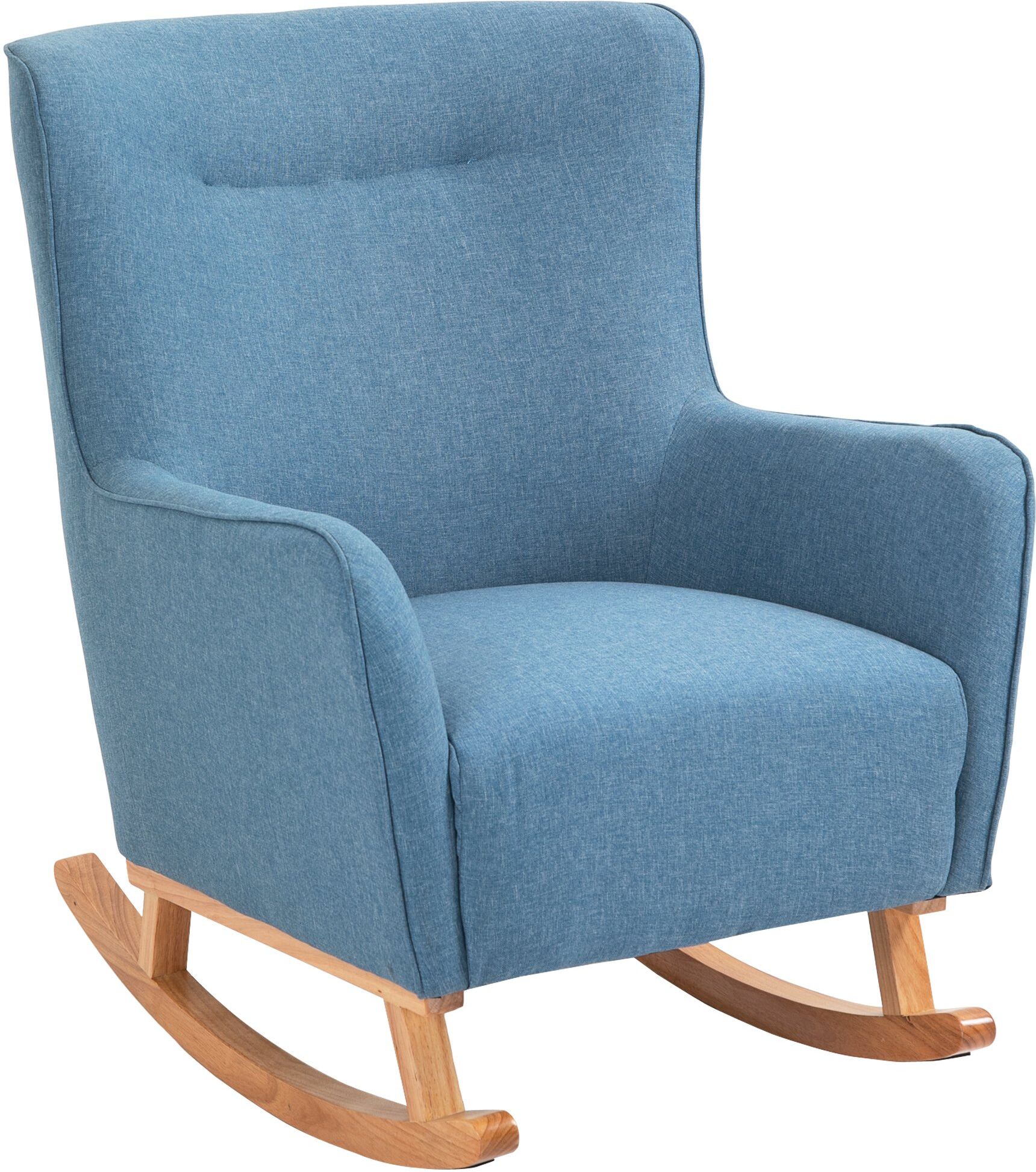 HOMCOM Modern Rocking Chair Sofa Armchair Modern Accent Chair with Thick Padding, Winged Back for Living Room, or Bedroom, Blue