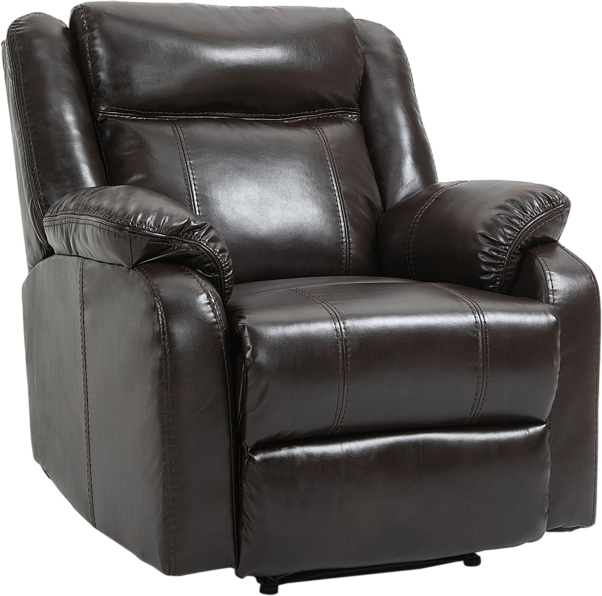 HOMCOM PU Leather Recliner Sofa Manual 150°Reclining Angle Sofa with Pull-Out Ring Comfortable Recliner Chair with Footrest for Living Room - Brown