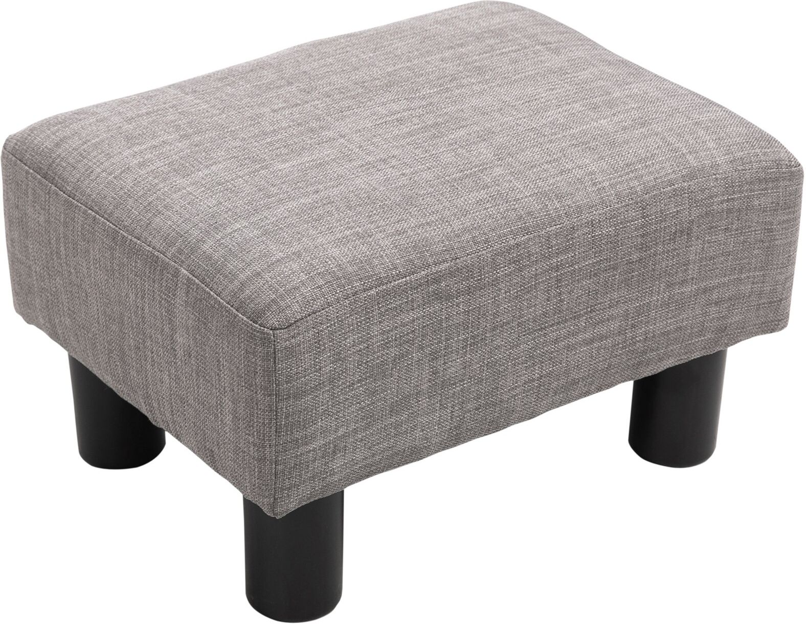 HOMCOM 16” Cube Modern Linen Fabric Pouf Footrest Ottoman - Grey