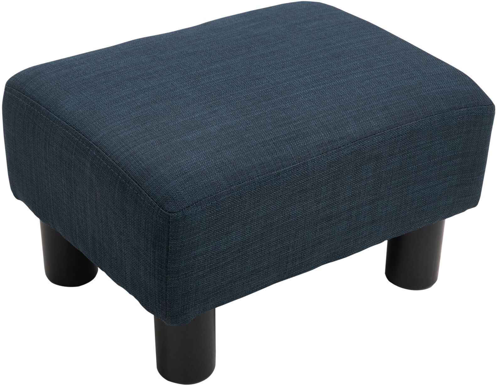 HOMCOM Ottoman Foot Rest Small Foot Stool Linen Fabric Cube for Living Room Blue   Aosom.com