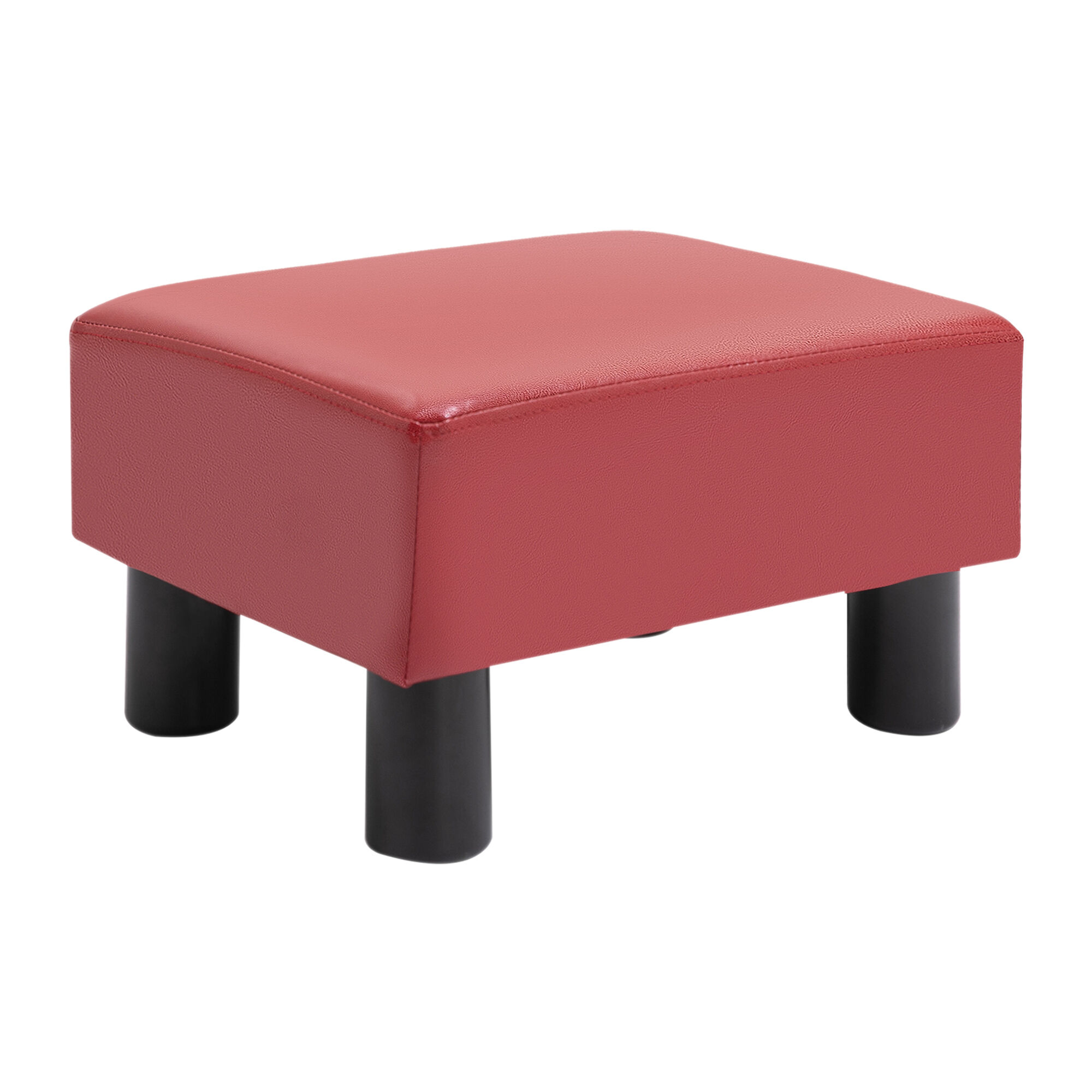 HOMCOM Ottoman Footrest Modern, Faux Leather, Rectangular with Foam Seat, Red - Ideal for Living Room   Aosom.com