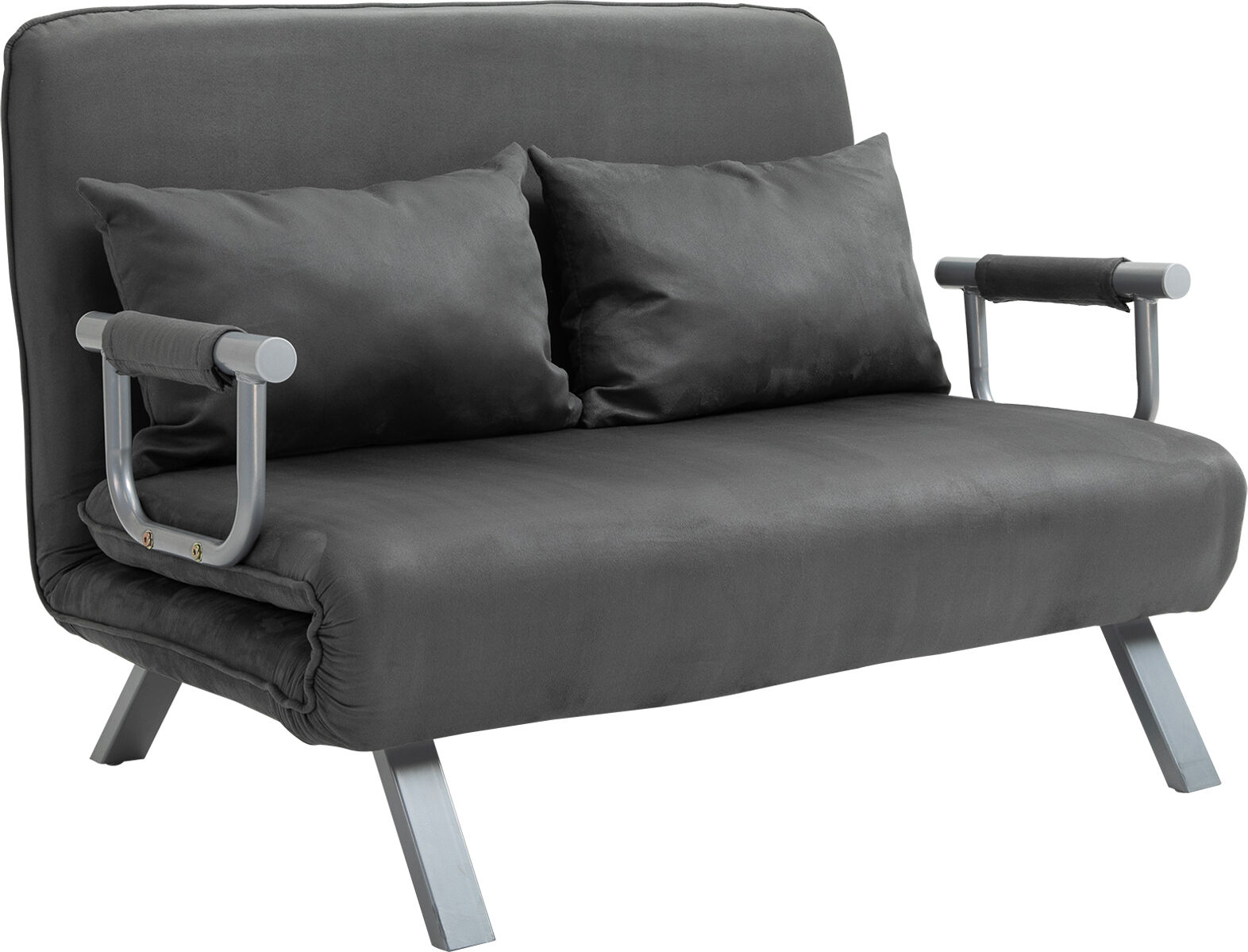 HOMCOM Convertible Chair Bed 5 Position Adjustable Sleeper Armchair with Pillows Dark Grey   Aosom.com