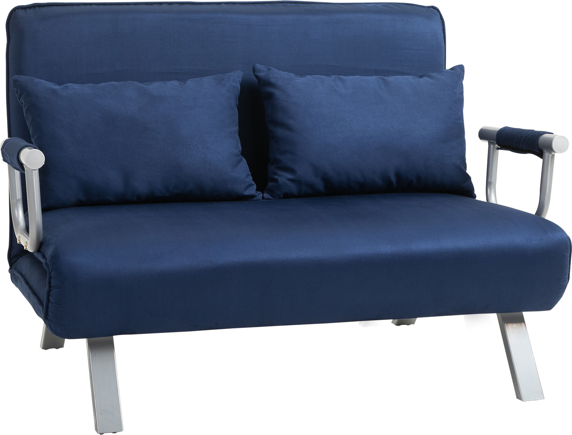 HOMCOM Sleeper Chair Bed Convertible Sofa 5 Position Adjustable Armchair with Pillows Blue   Aosom.com