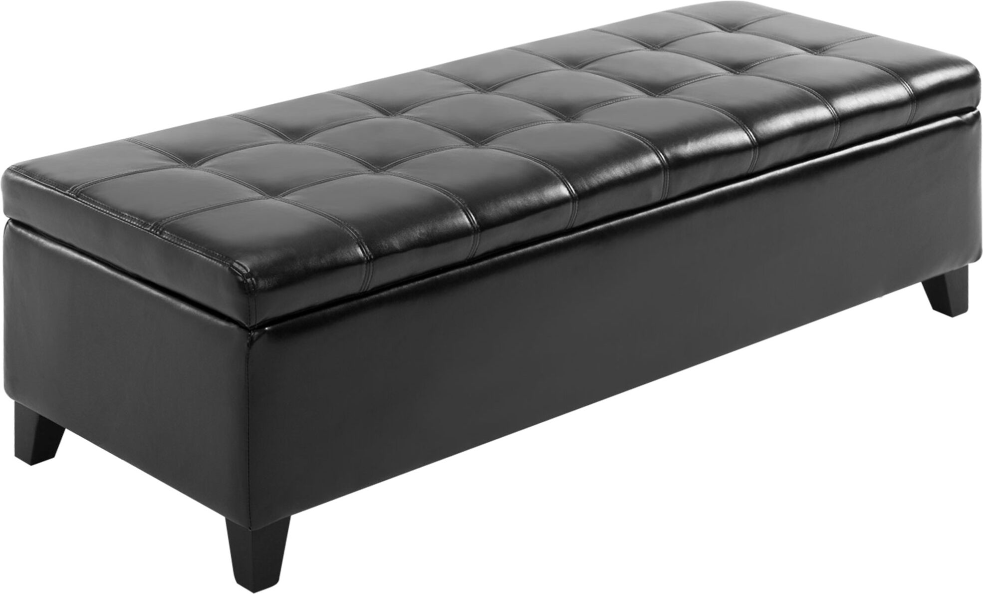 HOMCOM Large Storage Ottoman 51 Inch Rectangular Tufted Faux Leather for Living Room Entryway Bedroom Black   Aosom.com