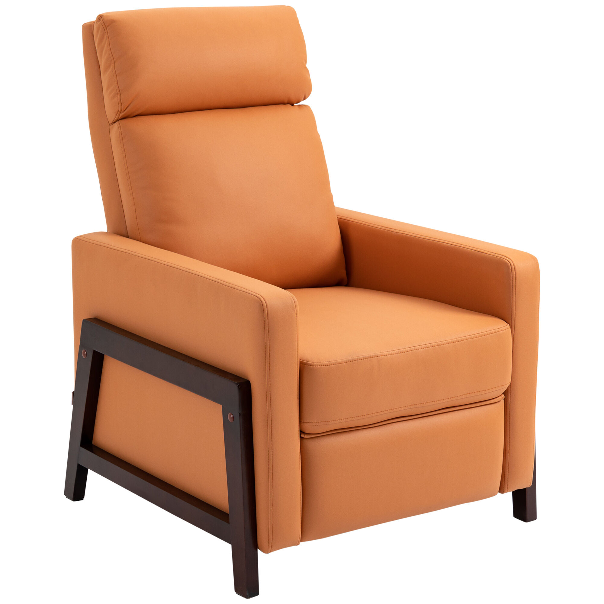 HOMCOM Manual Recliner Chair for Living Room Bedroom, Reclining Sofa Armchair with Footrest, Orange
