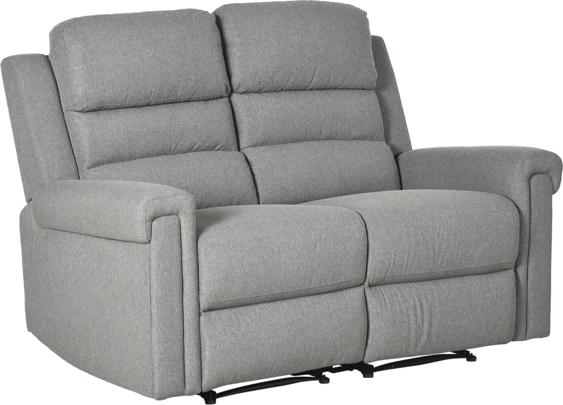 HOMCOM Modern 2 Seater Manual Reclining Sofa Loveseat Couch with Linen Fabric and Thick Sponge Padding for Living Room, Grey