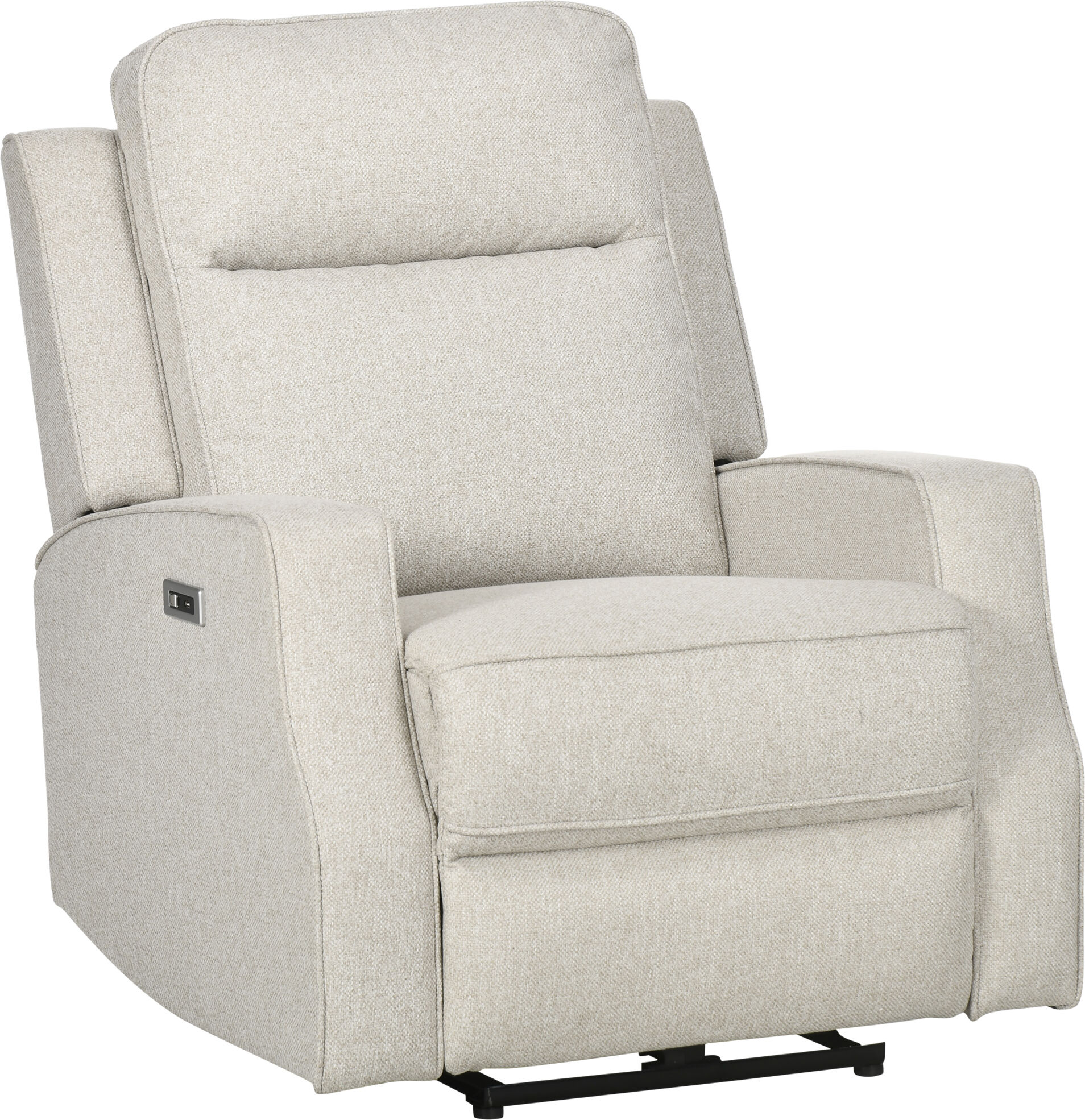 HOMCOM Electric Power Recliner Armchair with USB Charging Station, Sofa Recliner with Linen Upholstered Seat and Retractable Footrest, Cream White