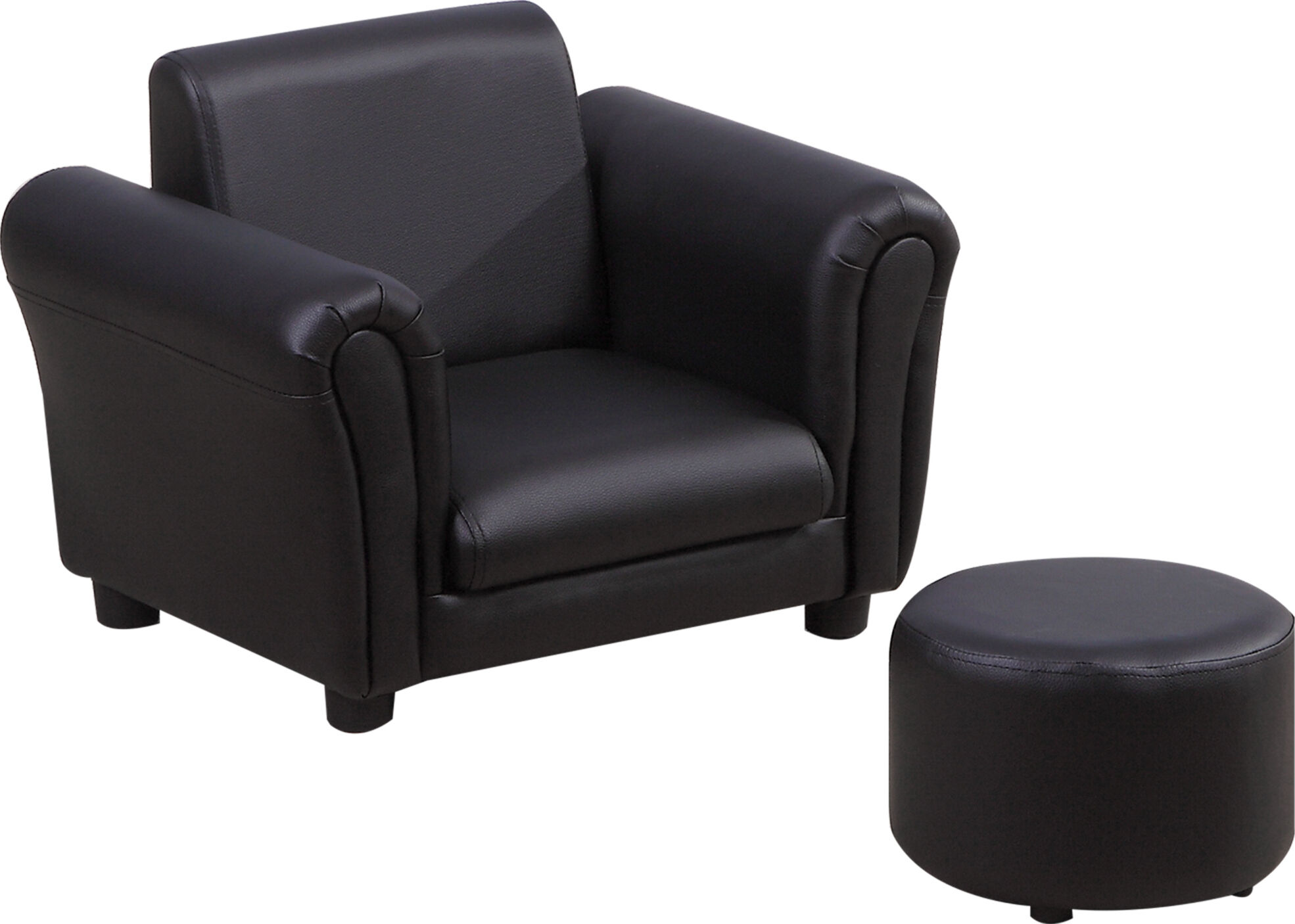 Qaba Black Kids Sofa Set and Footstool Comfy Upholstered Armchair for Playroom Nursery Child-Friendly Furniture Aosom.com