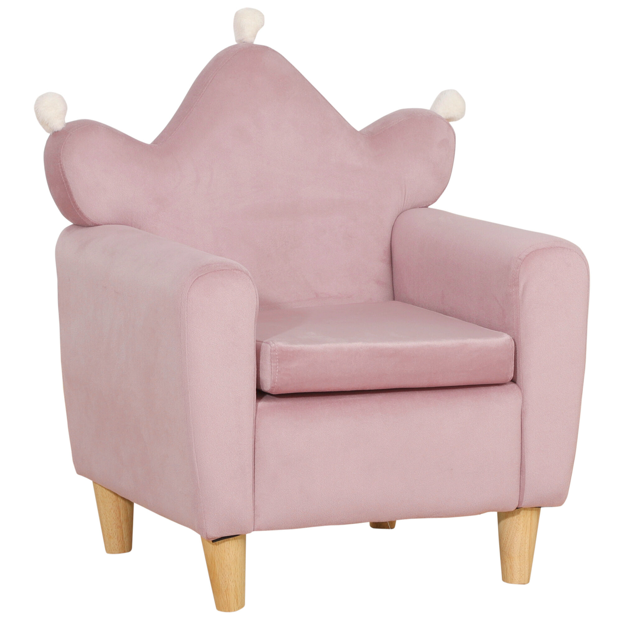 Qaba Pink Crown Throne Kids Sofa Single Lounger Armchair Strong Frame for Relaxing TV Studying   Aosom.com