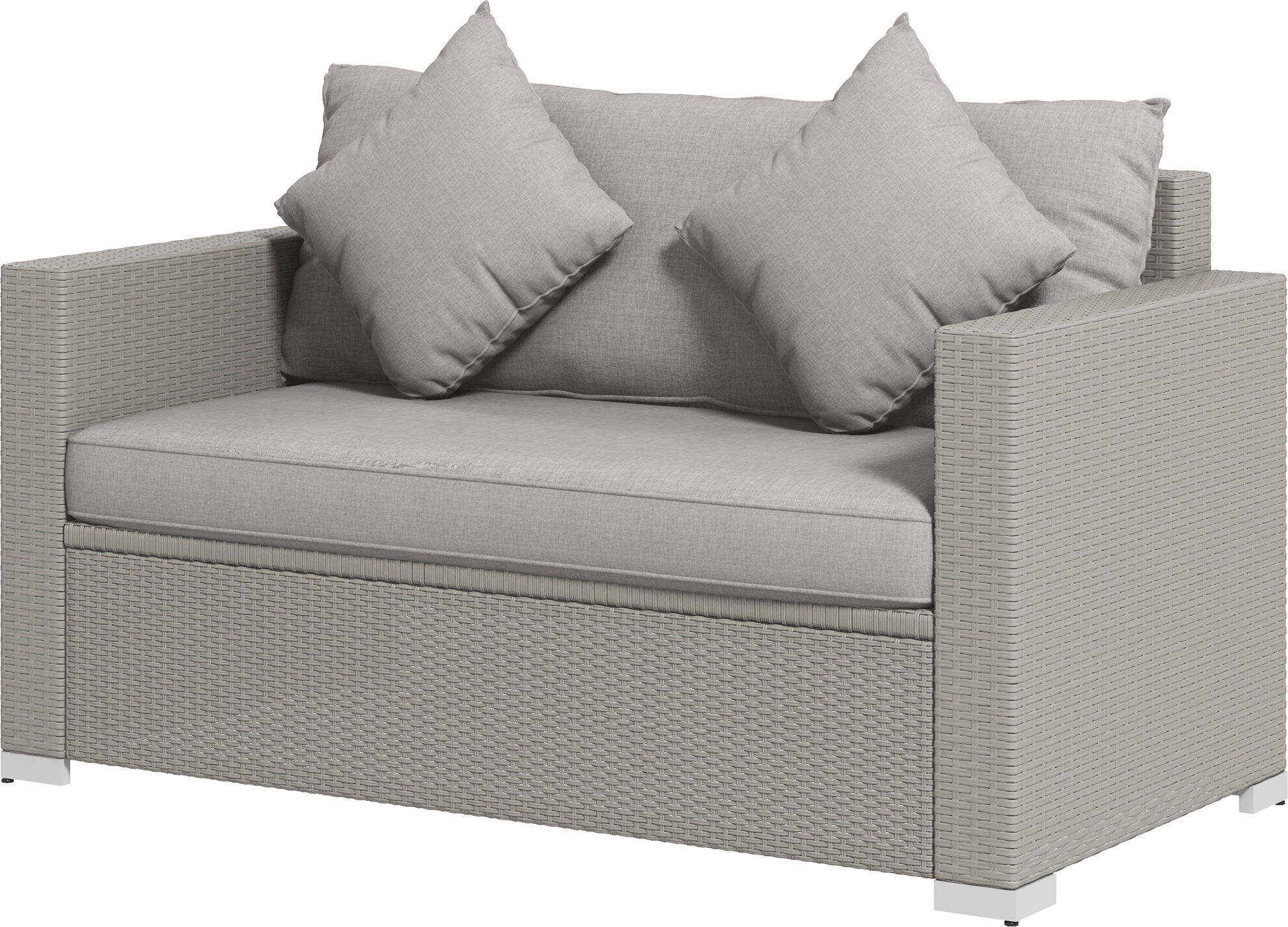 Outsunny Outdoor Wicker Loveseat with Cushions Gray PE Rattan 2-Seater Patio Couch and Throw Pillows for Comfort   Aosom.com