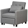 HOMCOM Convertible Chair Bed Grey Sofa Bed Multi-Functional Sleeper Ottoman Recliner Adjustable Backrest   Aosom.com