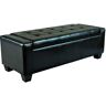 HOMCOM Storage Ottoman 50.5" Tufted, Faux Leather, Rectangular for Living Room, Entryway, Bedroom - Black   Aosom.com