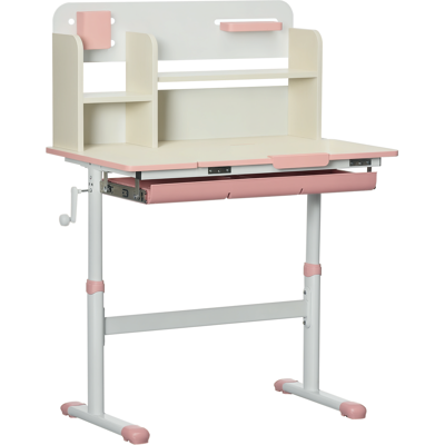 Qaba Children's Study Desk, Height Adjustable Writing Table with Tilt Desktop, Drawer & Storage, for School & Homework, Pink Aosom.com Qaba Children's Study Desk, Height Adjustable Writing Table with Tilt Desktop, Drawer & Storage, for School & Homework, Pink Aosom.com
