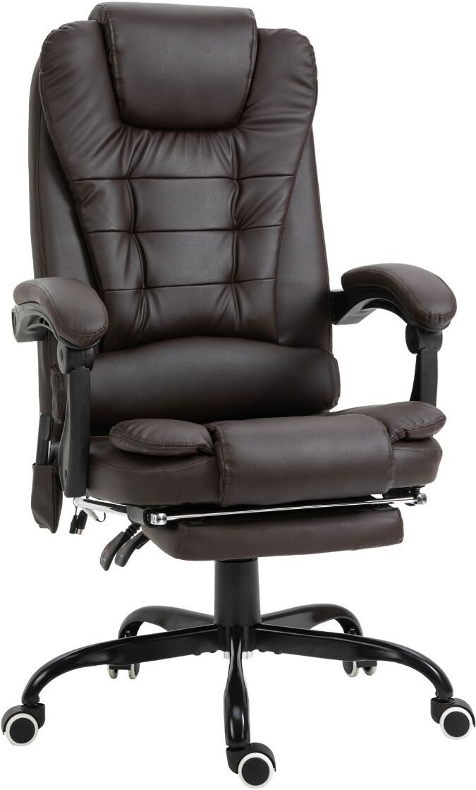 Vinsetto Vibrating Massage Office Chair with Retractable Footrest Ergonomic Brown Computer Chair   Aosom.com