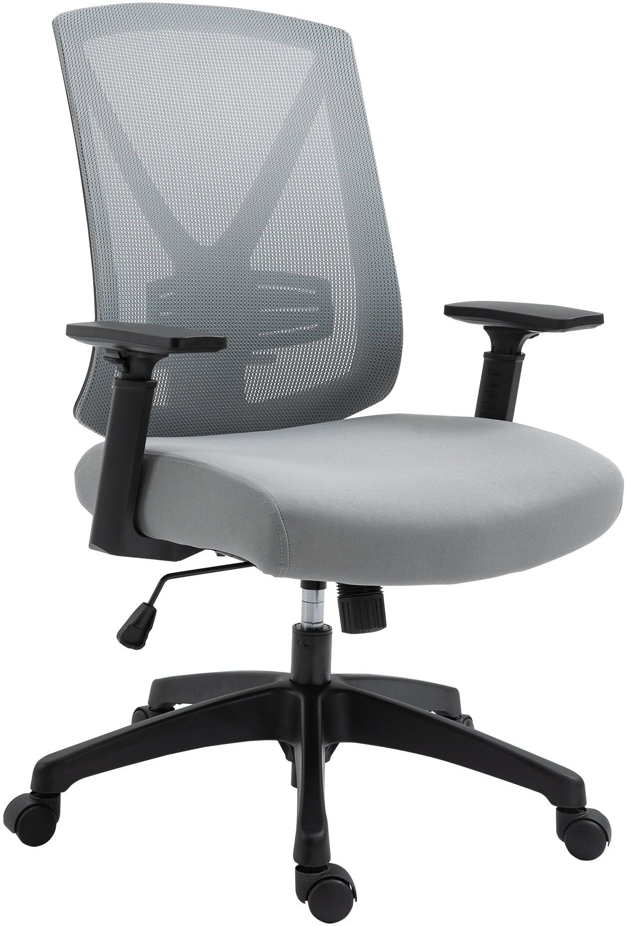 Vinsetto Mid-Back Ergonomic Office Chair, Mesh Swivel Computer Desk Task Chair Home Study Rocker With Wheels, Lumbar Support, Grey