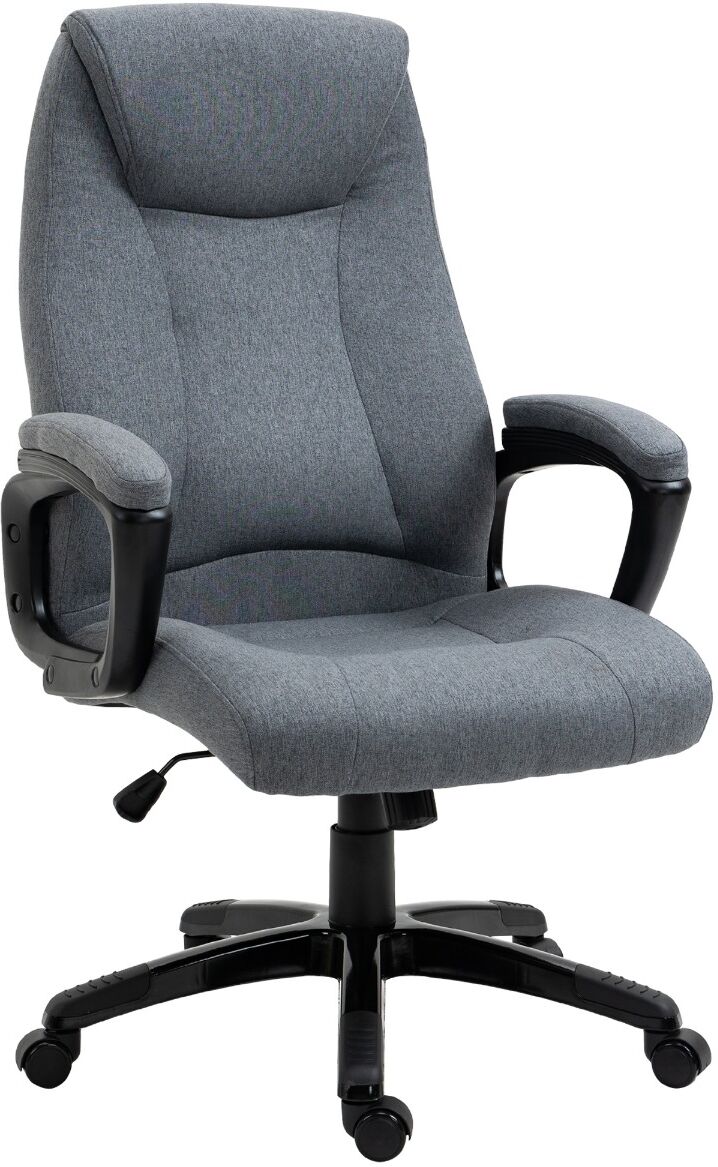 Vinsetto Ergonomic Home Office Chair Desk Computer Chair with 360° Swivel, Adjustable Height, Linen Fabric, Padded Armrests and headrest, Grey