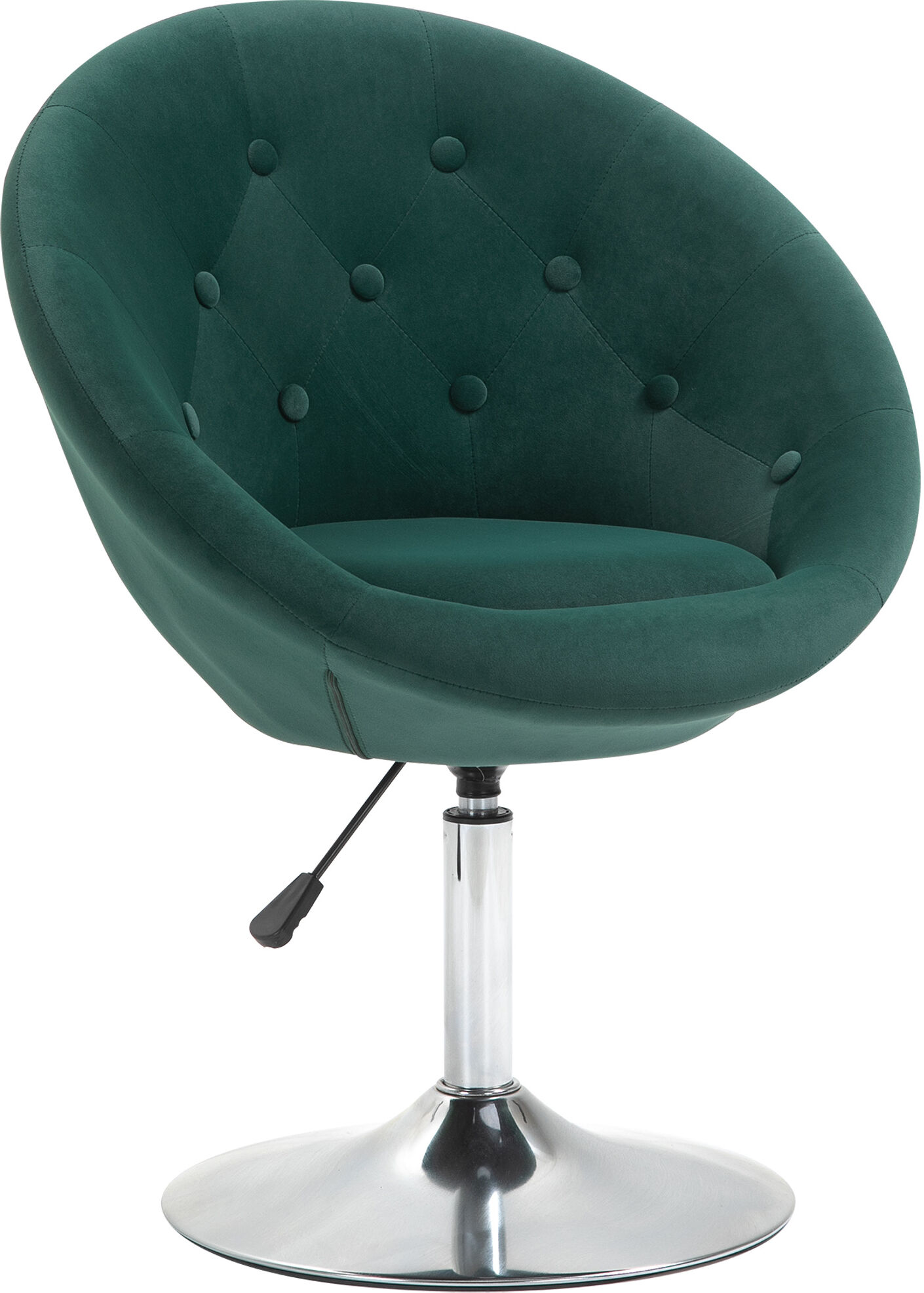 HOMCOM Modern Makeup Vanity Chair Round Tufted Swivel Accent Chair with Chrome Frame Height Adjustable for Living Room, Bedroom, Green