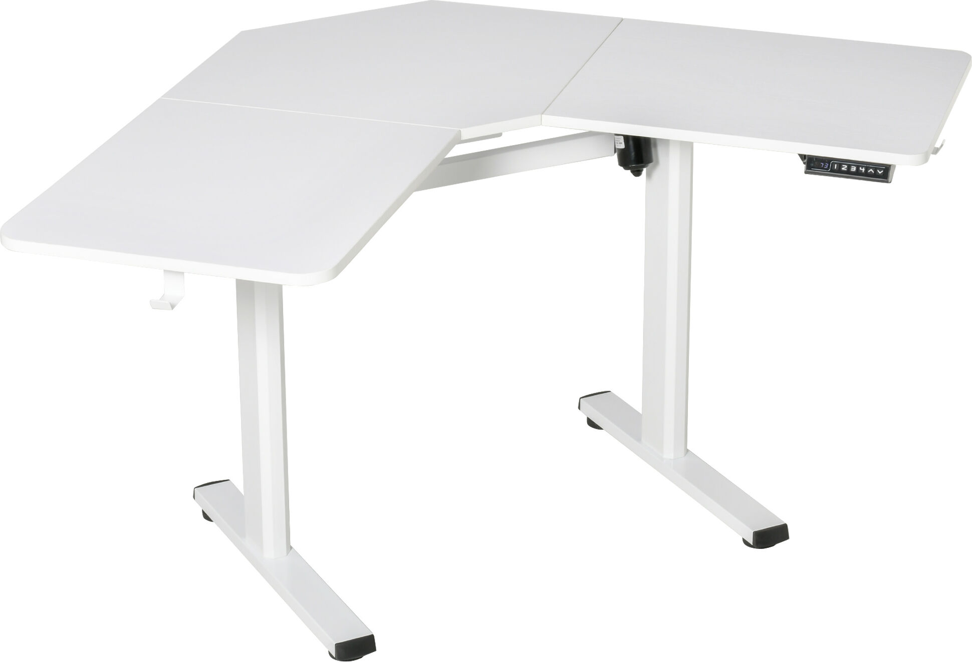 Vinsetto Height Adjustable Desk, Electric Standing Desk with Large Desktop, Stand Up Desk, V-Shaped Computer Desk Workstation for Home Office, White