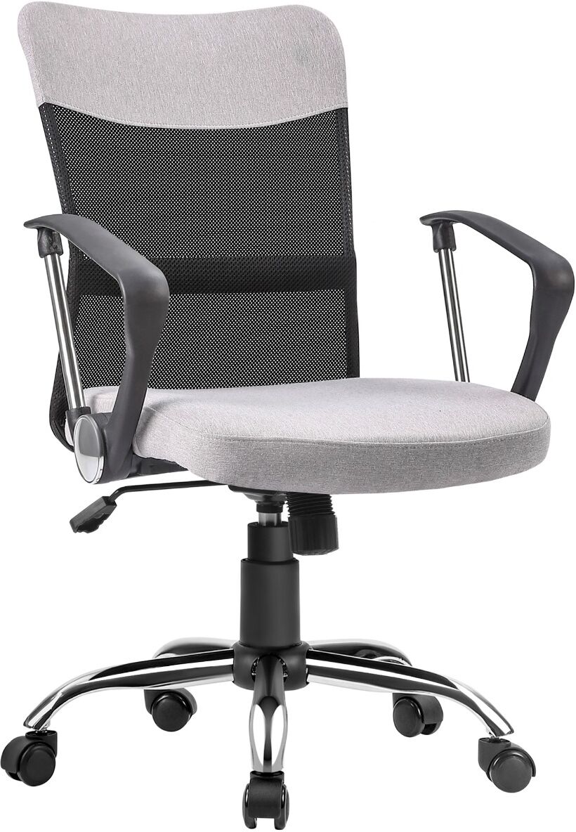 Vinsetto Mid Back Ergonomic Desk Chair Swivel Mesh Fabric Computer Office Chair with Backrest, Armrests, Rocking, Adjustable Height, Grey/Black