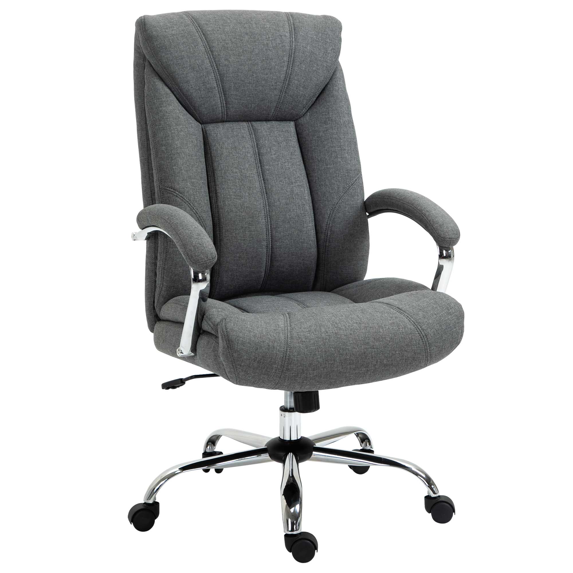 Vinsetto HOMCOM Executive High Back Office Chair Fabric with Padded Armrests Grey   Aosom.com