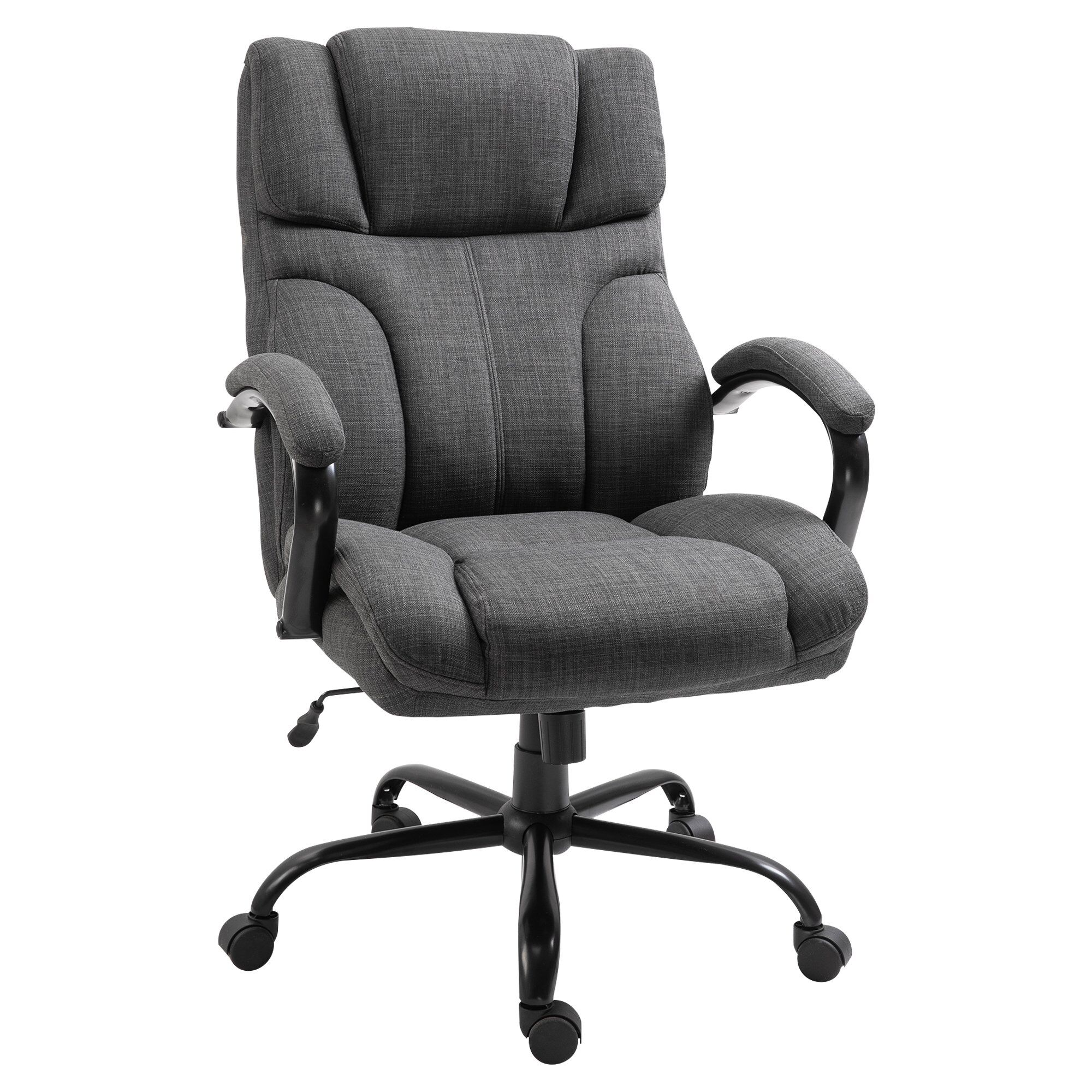 Vinsetto 500lbs Big and Tall Office Chair with Wide Seat, Ergonomic Executive Computer Chair with Swivel Wheels and Linen Finish, Dark Grey