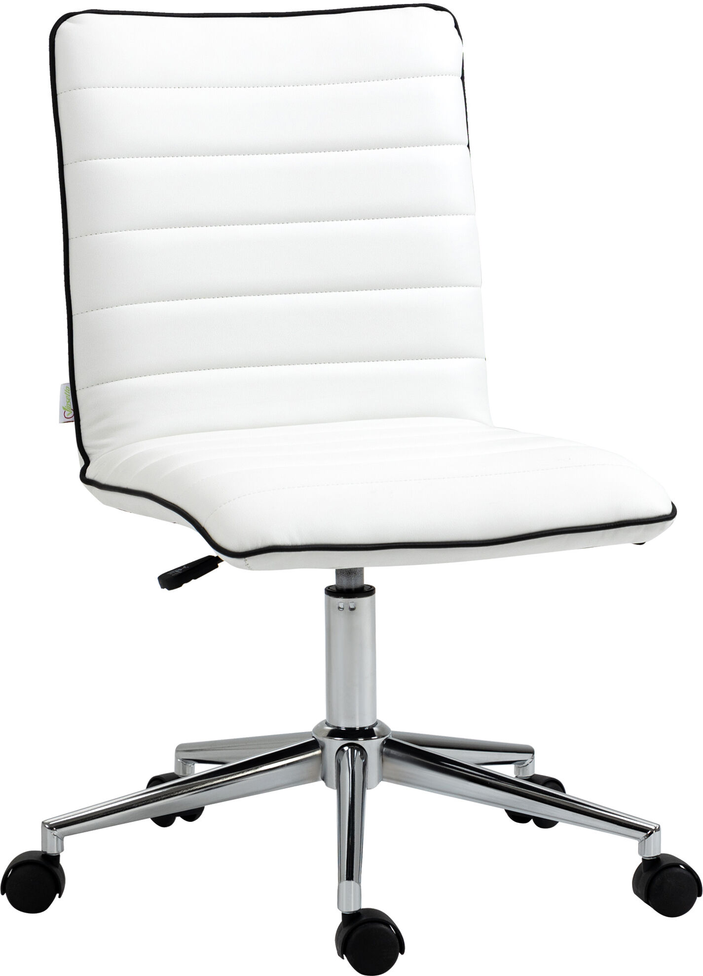 Vinsetto Designer Armless Mid Back Swivel Task Chair Ribbed Leather White   Aosom.com