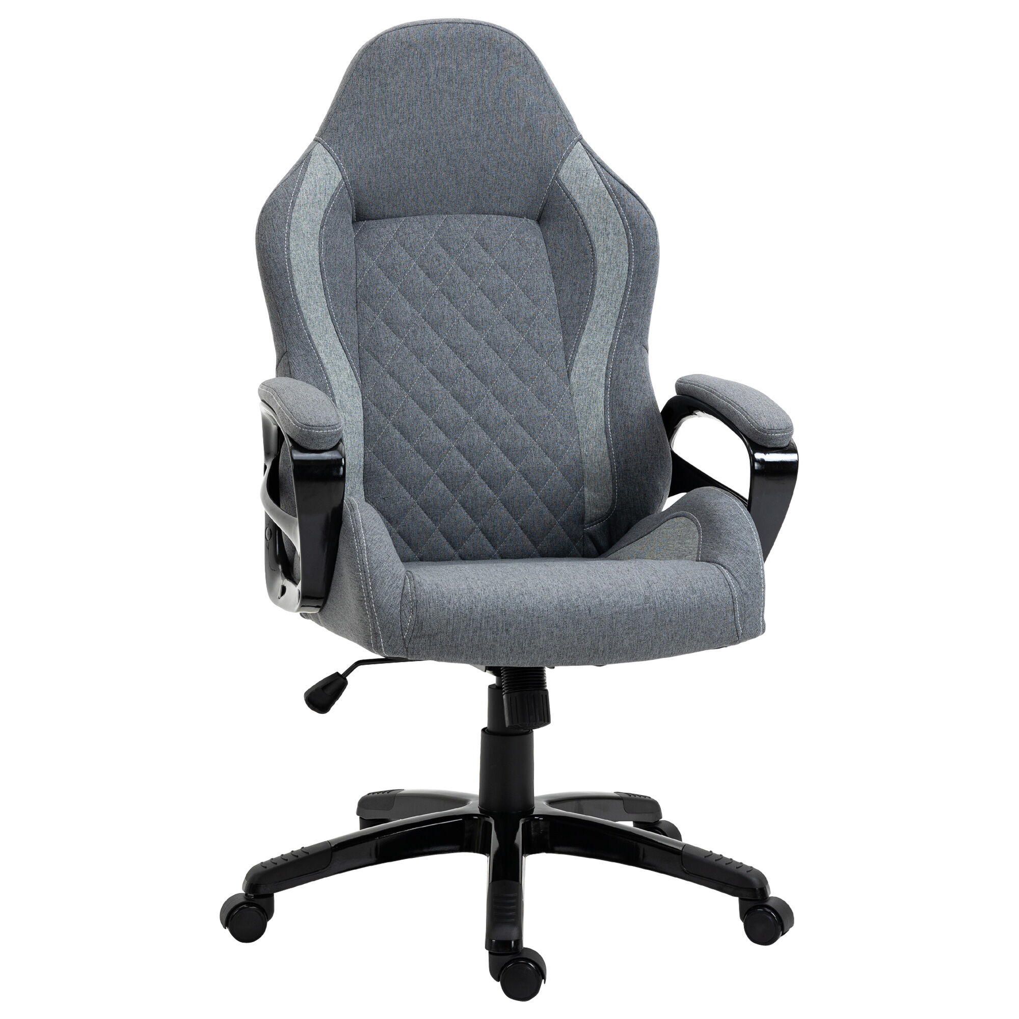 Vinsetto Big and Tall Desk Chairs Computer Desk Chair with Padded Armrests, Linen Fabric, Swivel Wheels, and Adjustable Height, Gray