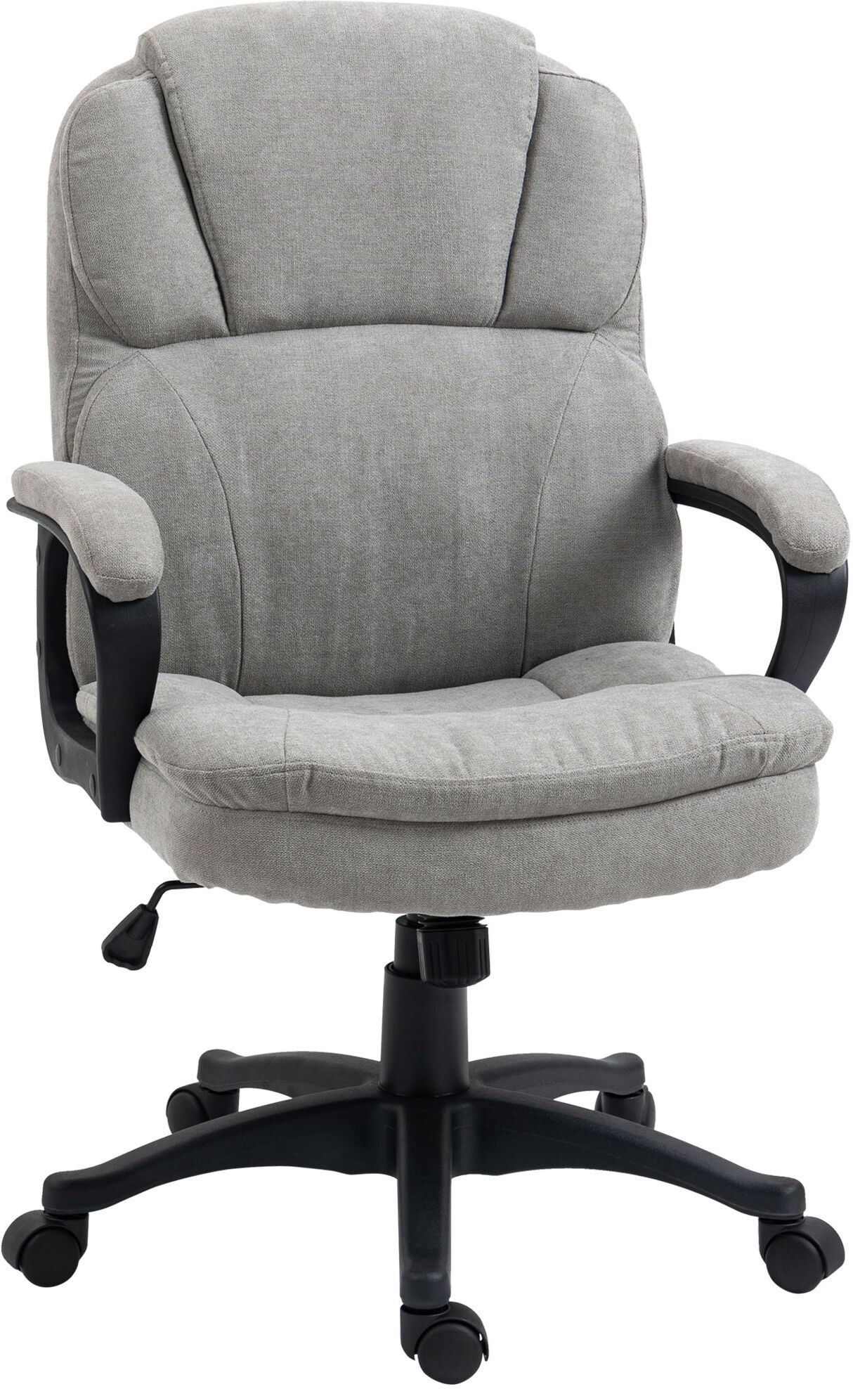 Vinsetto Massage Office Chair with 2 Vibration Points, USB Power, Height Adjustable Computer Chair, Comfy Desk Chair, Light Gray