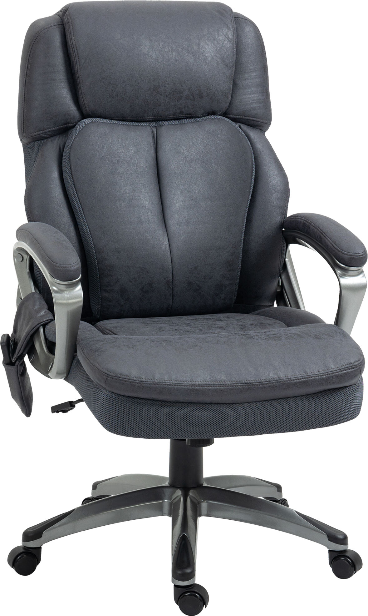 Vinsetto Big and Tall Vibration Massage Office Chair, Swivel PU Leather High Back Chair, Computer Chair with Adjustable Height, 400 lbs, Charcoal Gray