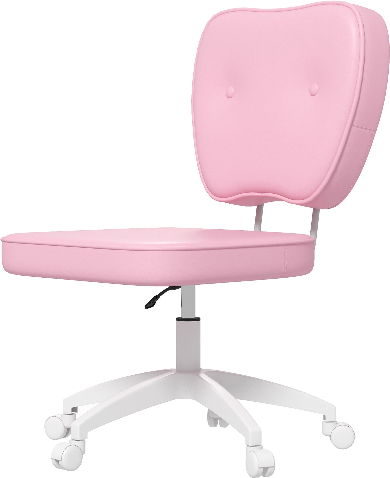 Vinsetto Pink Vanity Chair with Back, PU Leather Computer Chair for Home, with Adjustable Height, Armless, Swivel Wheels