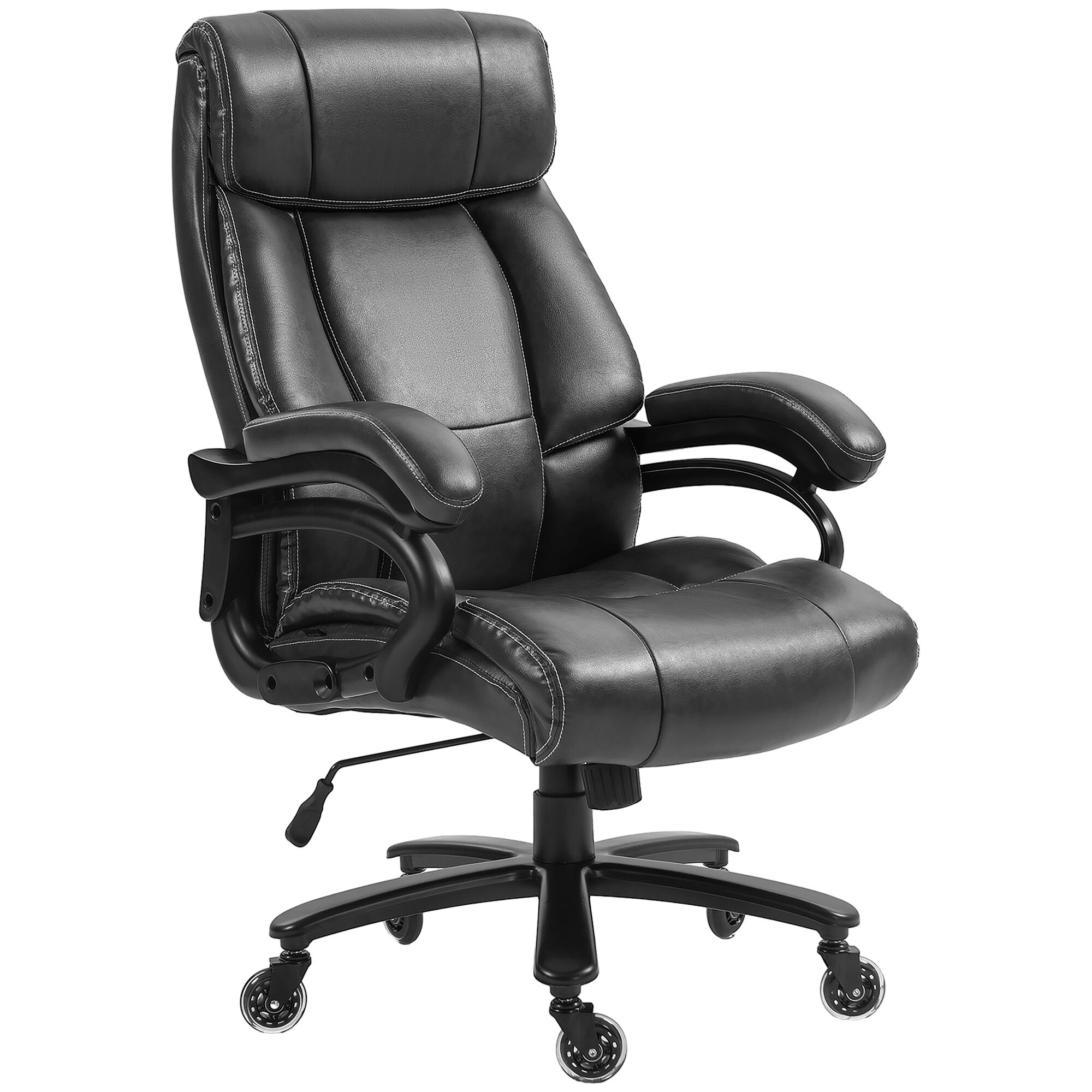 Vinsetto Big and Tall Office Chair, 400 lbs, Executive Comfy Computer Chair with PU Leather, Swivel Wheels, Black
