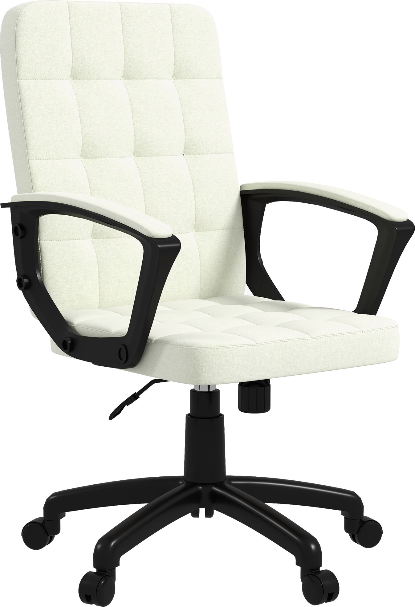 Vinsetto Mid Back Office Chair, Computer Chair for Desk, with Adjustable Height, Swivel Wheels, Arms, Cream White