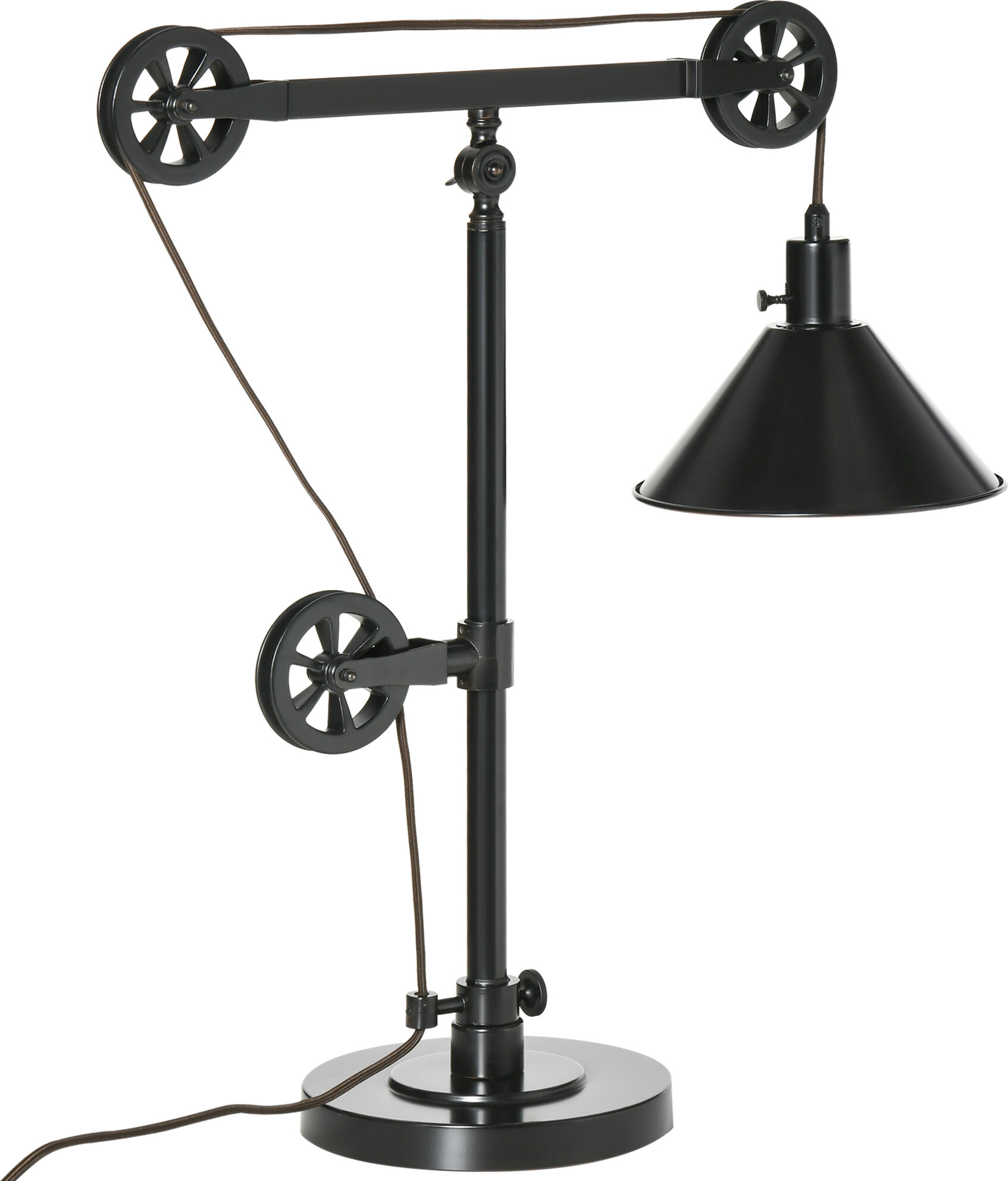 HOMCOM Industrial Table Lamp with Steel Frame, for LED Halogen Bulb, Bedside Lamp with Rotary Switch for Bedroom Living Room Study, Black