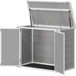 Outsunny 4.7 x 2.5FT Outdoor Horizontal Storage Shed, Lockable Trash Can Storage with Chain Lid, Gray Outsunny 4.7 x 2.5FT Outdoor Horizontal Storage Shed, Lockable Trash Can Storage with Chain Lid, Gray